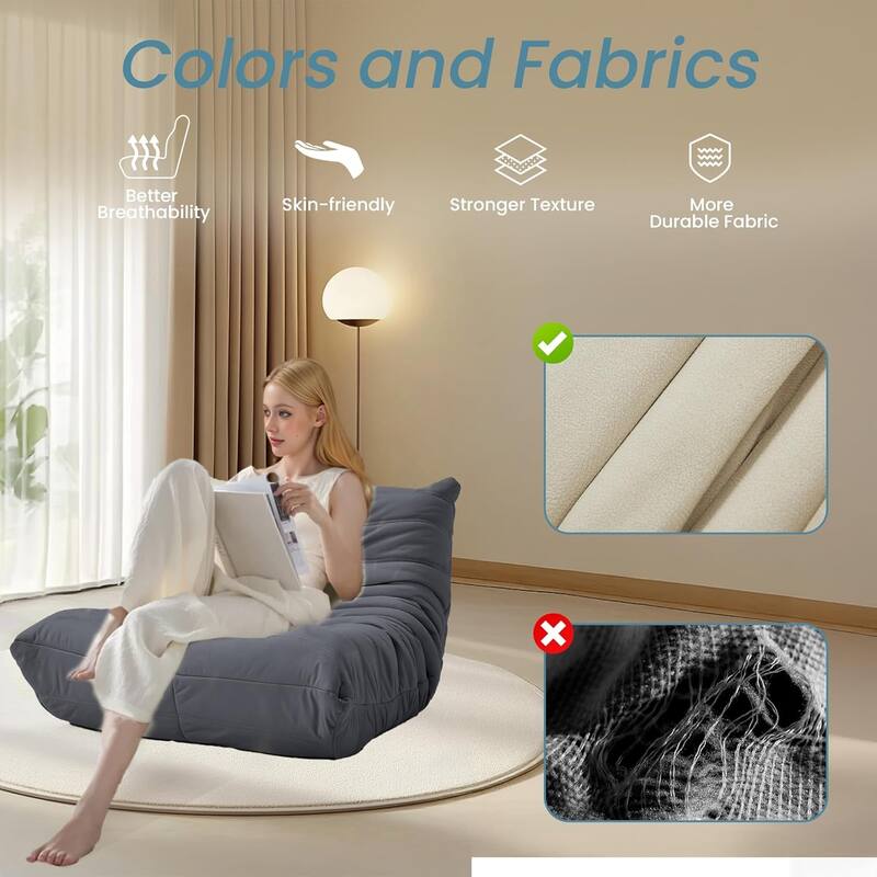 EROMMY Bean Bag Chair Togo Sofa - 28D Memory Foam Floor Chair for Adults & Kids, Lightweight Faux Leather Lounger in 5 Colors