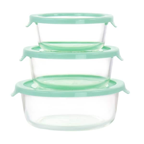 slide 1 of 5, 6 Piece Assorted Glass Storage Container and Lid Set in Mint - 6 Piece