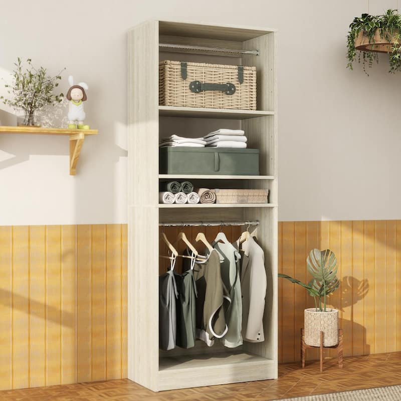 Cimly 25'' W Closet Organizer System with 2 Hanging Rods and DIY Shelves for Walk-in and Reach-in Closet