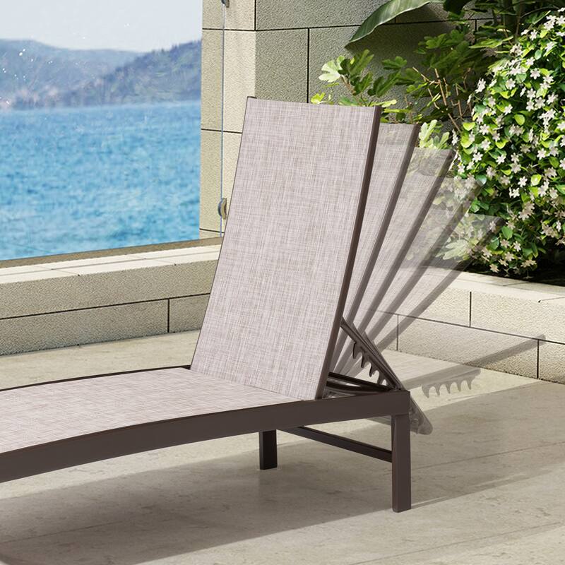 VredHom Outdoor Aluminum Adjustable Chaise Lounge Chairs (Set of 2) - 60.4 in L * 24.6 in W * 16.1/40.8 in H