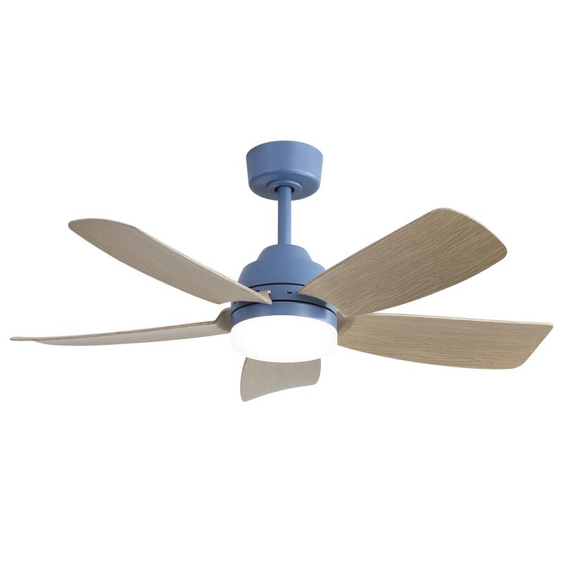 Dark Blue Reversible Ceiling Fan Chandelier, 42 Inch Dimmable LED Light Ceiling Fan with Remote Control, 5 ABS Fan Blades