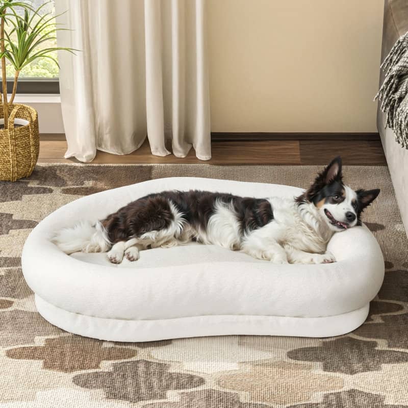WOWMAX White Cloud-Shaped Pet Bed For Large Dogs, Oversized Soft Orthopedic Supportive Dog Bed Mat