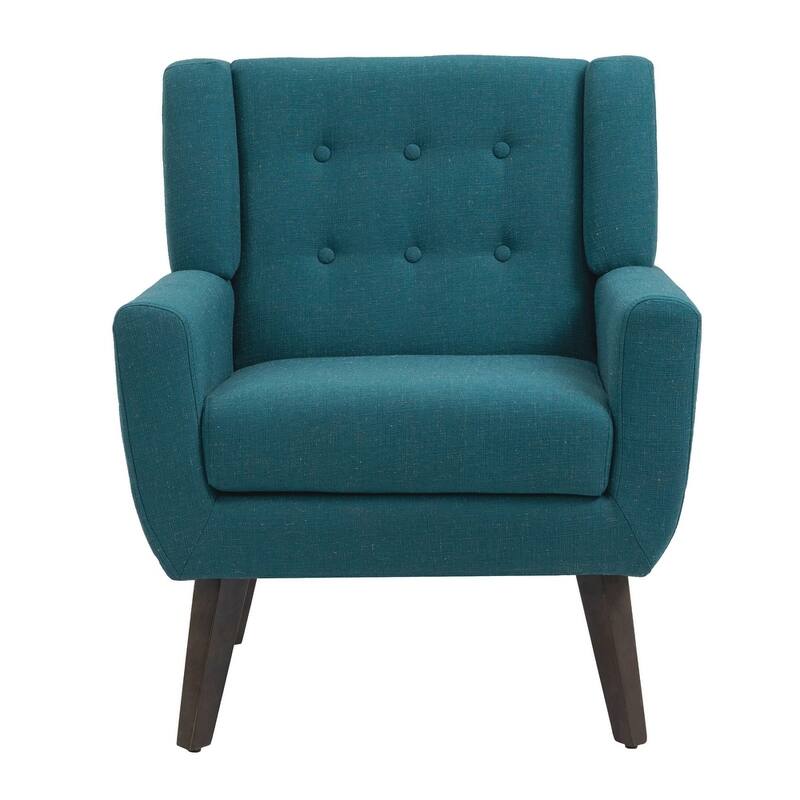 Mid Century Modern Button Tufted Accent Chair with Wood Legs