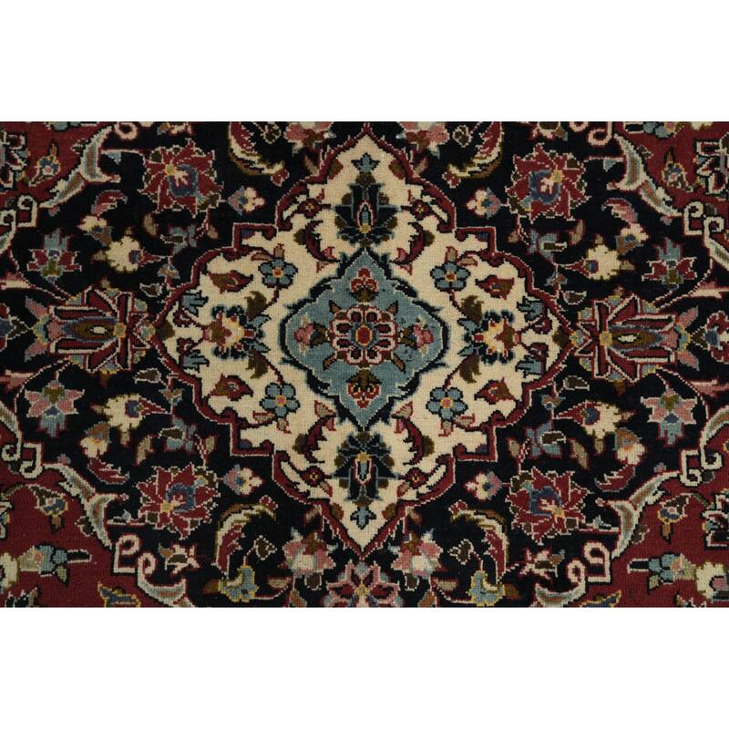 Hand Knotted Oriental 100% Wool Carpet Traditional Floral Red Kashan Area Rug - 13' 3'' X 9' 0''