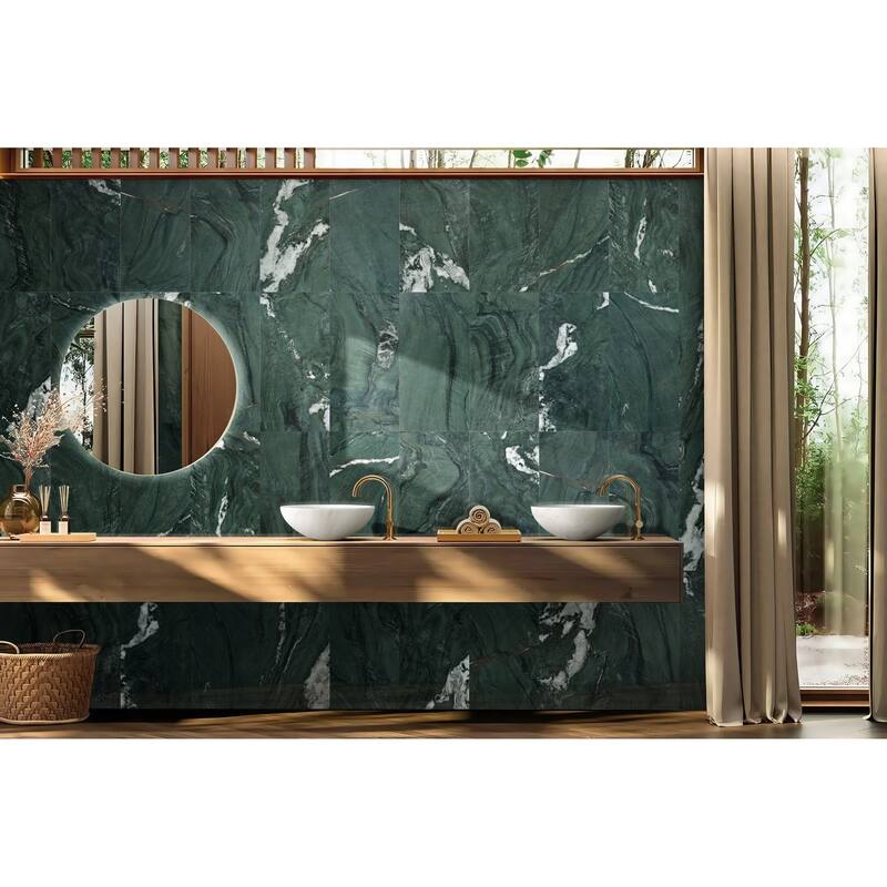 Roomfitters Round Marble Bathroom Vessel Sink, Natural Stone Countertop Wash Basin, Polished Bowl Vanity Sink