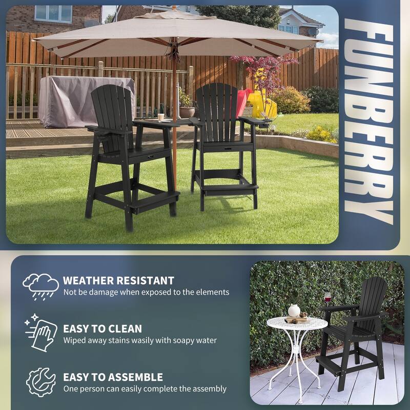 Vrakae Tall Adirondack Bar Stool Chair with Cup Holder