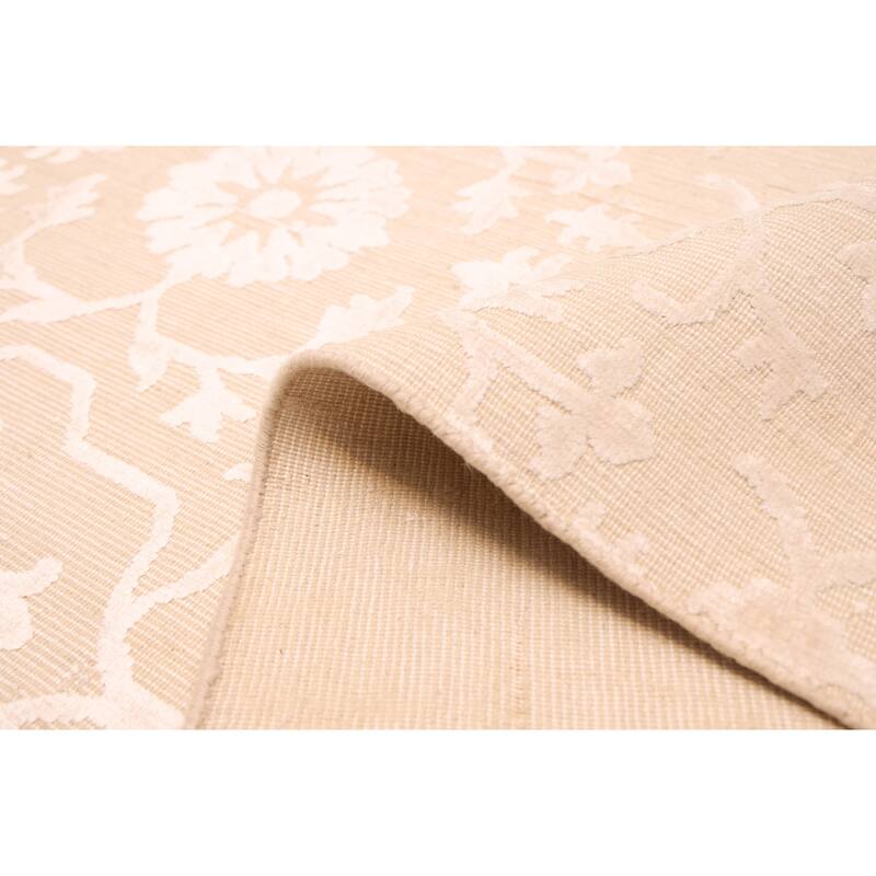 ECARPETGALLERY Hand Loomed Elysian Ivory Viscose, Wool Rug - 8'3 x 11'6