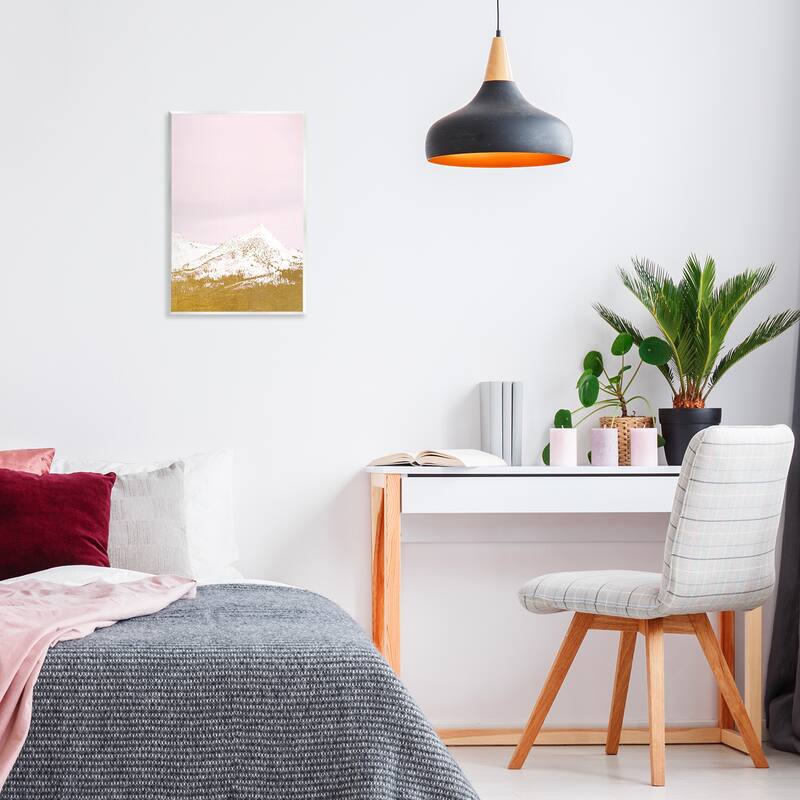 Stupell Snowy Mountain on Pink Wall Plaque Art Design By Gemma Bardot