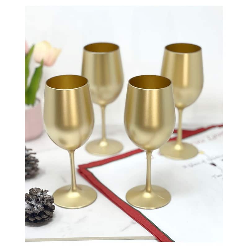 LeadingWare Metallic Color Acrylic Wine Glasses Set of 4 (12oz) 2.5