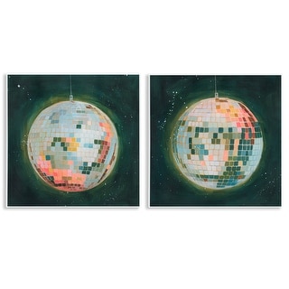 Stupell Disco Balls with Vivid Hues Wall Plaque Art Design By Grace Popp (Set of 2)
