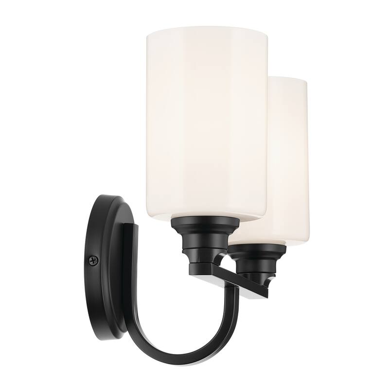 Kichler Lighting Gioe 14.25" 2-Light Vanity Light with Opal Glass in Black