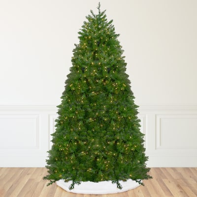 12' Northern Pine Full Artificial Christmas Tree Warm Clear LED Lights - over-10-feet