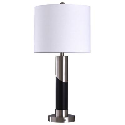 Draper Black and Silver Table Lamp - White Shade - Overstock - 22302953