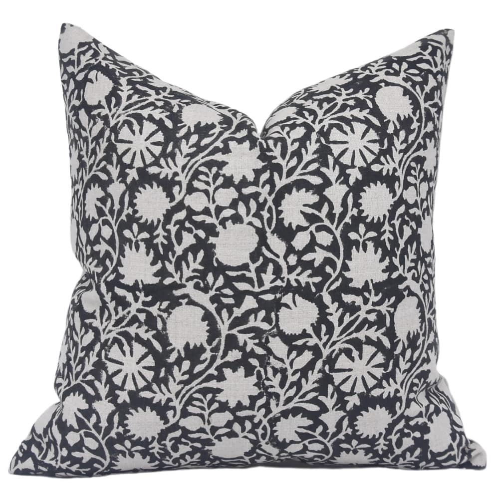 Fabdivine Rustic Linen Throw Pillow Cover Hand Block Printed Home Accent