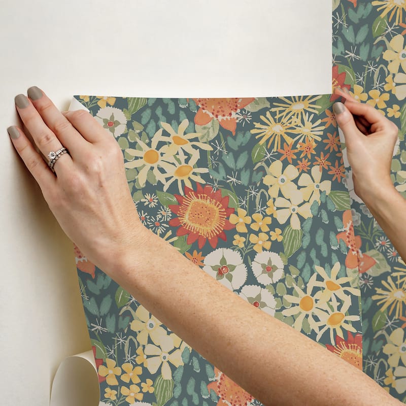 Sadie Teal Peel and Stick Wallpaper
