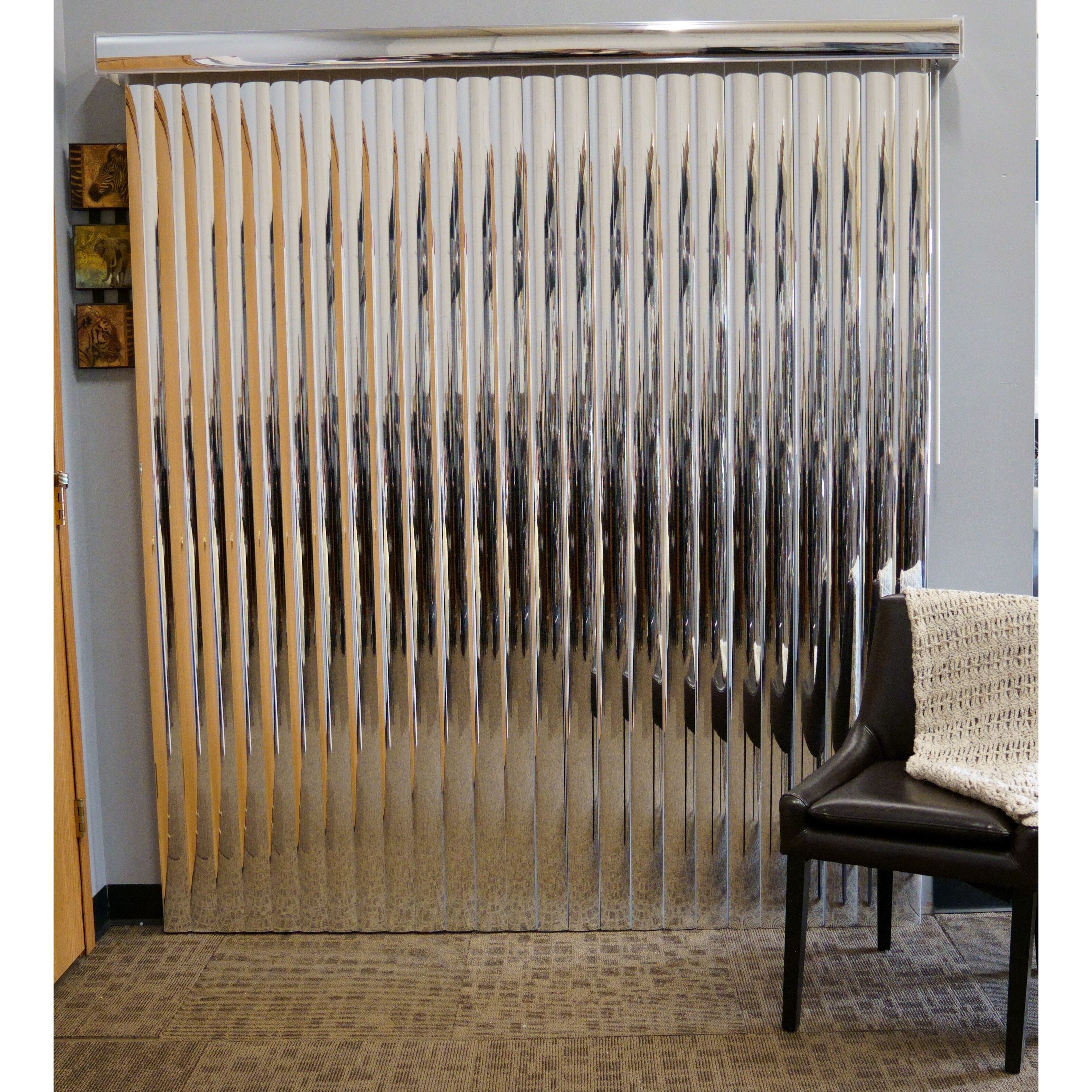 Silver Mirror Vinyl Vertical Blind 72 L X 36 To 90 W Cordless Overstock 23592351