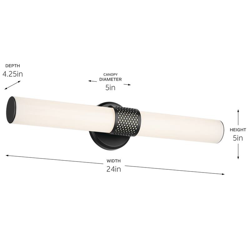 Kichler Lighting Sashi 24.25" Bath Bar Medium LED with White Glass in Black