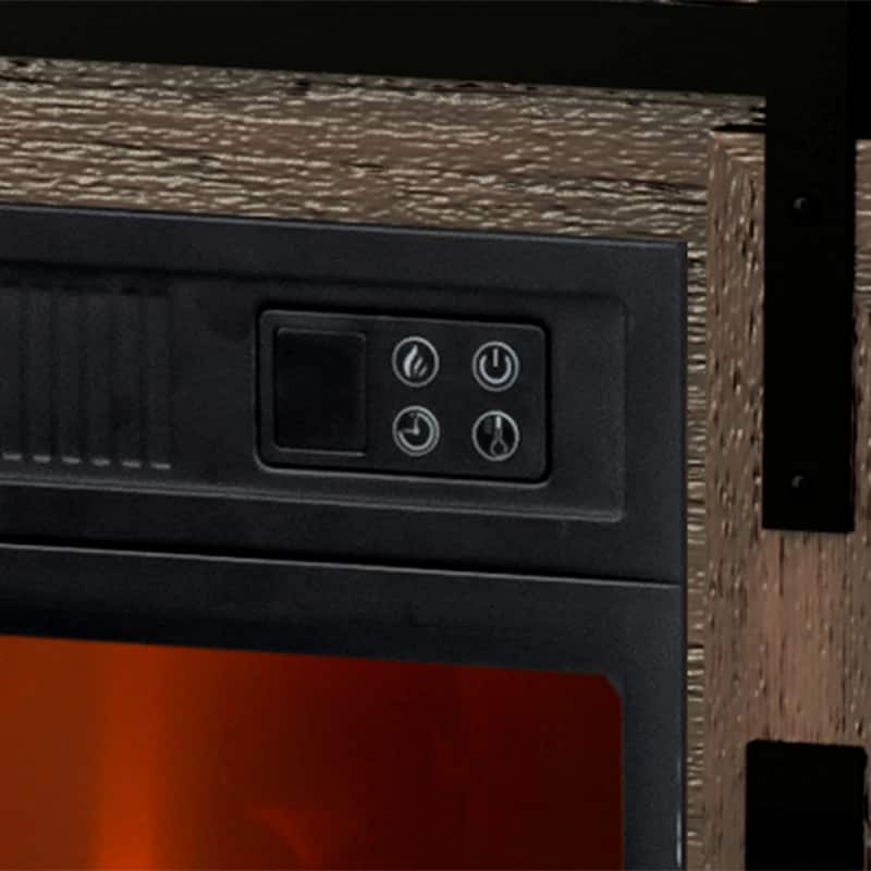 68" Farmhouse Sliding Barn Door Fireplace TV Stands Console Table with 23" Electric Fireplace