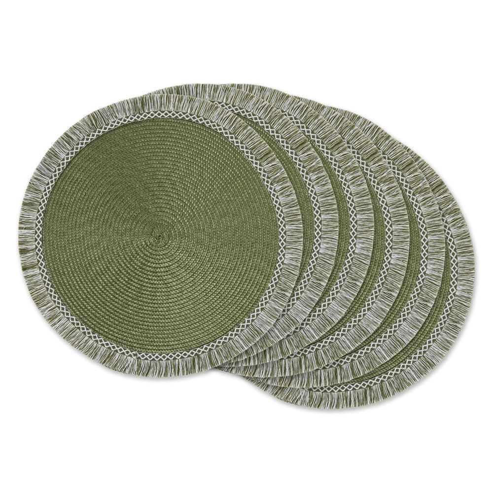 DII Nautical Blue Round Fringed Placemat Set/6