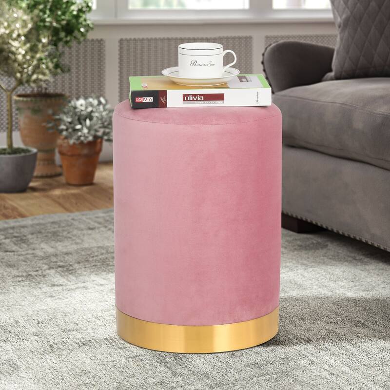 Adeco Footstool Ottoman Vanity Stool with Gold Base