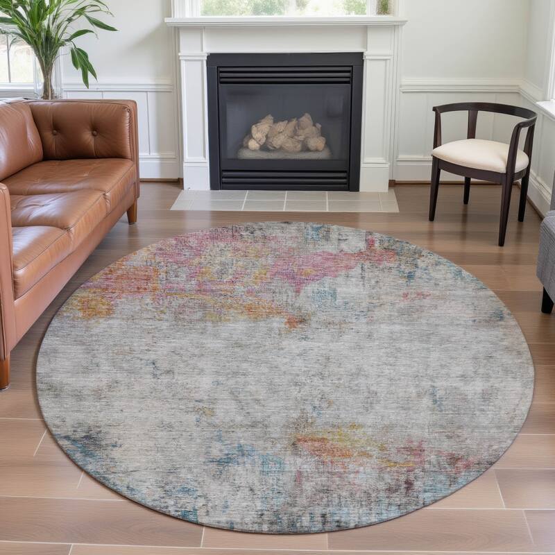 Premium Washable Super Soft Abstract Modern Mayfield Rug - Teal - 8' x 8'