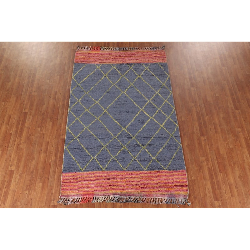 Trellis / Moroccan Style Area Rug Hand-Knotted Wool Carpet - 5'11" x 9'7"