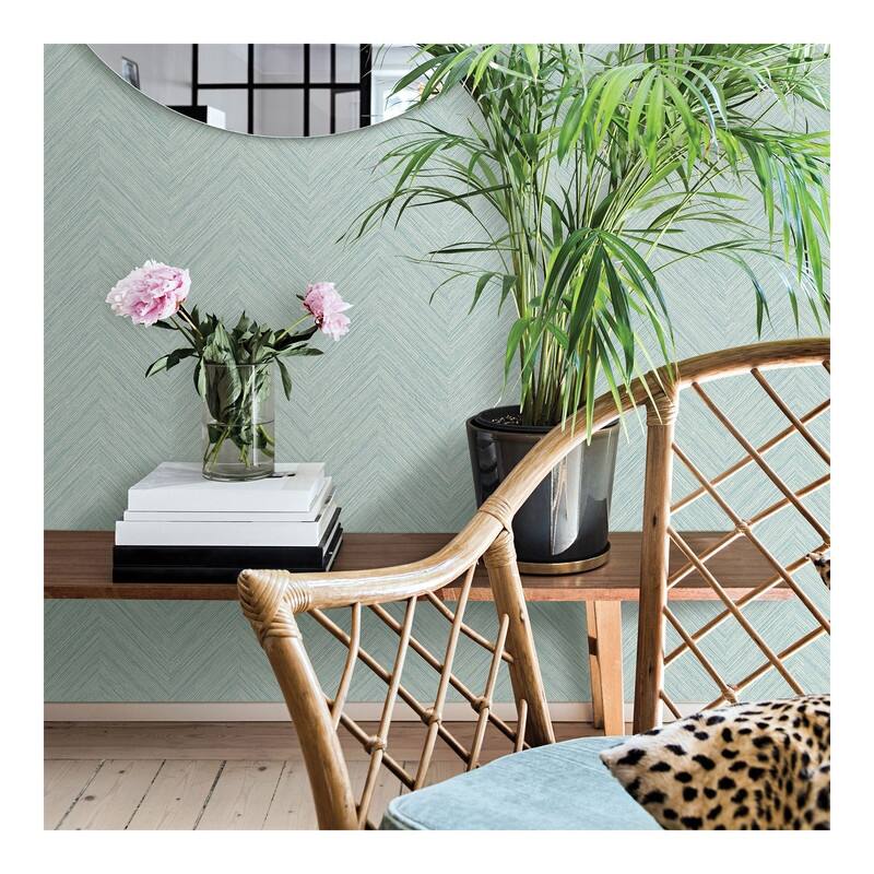 Chesapeake Caladesi Teal Faux Linen Wallpaper - 20.5 x 396 x 0.025