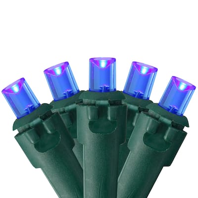 50 Blue LED Wide Angle String Christmas Lights - 17.5 ft Green Wire