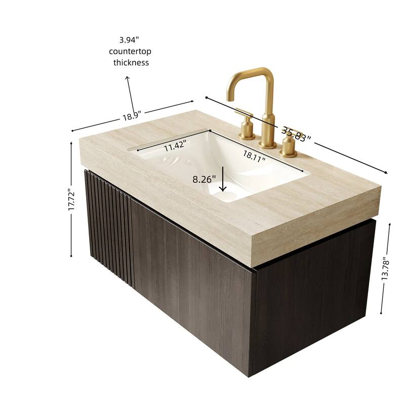 Mondern Floating Bathroom Vanity with 3 Pre-drilled Faucet Holes