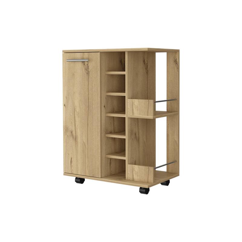 FM Furniture Tennessee Bar Cart, One Cabinet With Division,Black - N/A