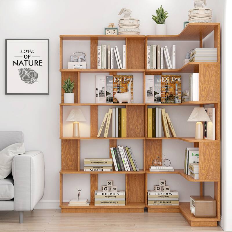 31.5"L X 64.56"H Free Combination Bookshelf Modern 5-Tier Open Storage Bookcase Mdf Wood Display Shelving,Media Storage Shelves