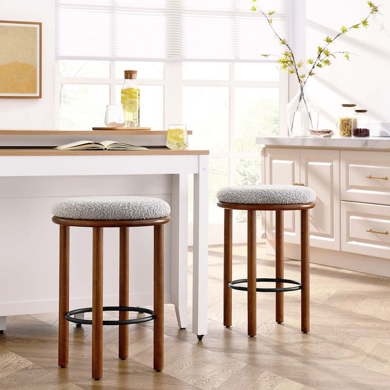 Fable Boucle Fabric Counter Stools - Set of 2 - Walnut Taupe