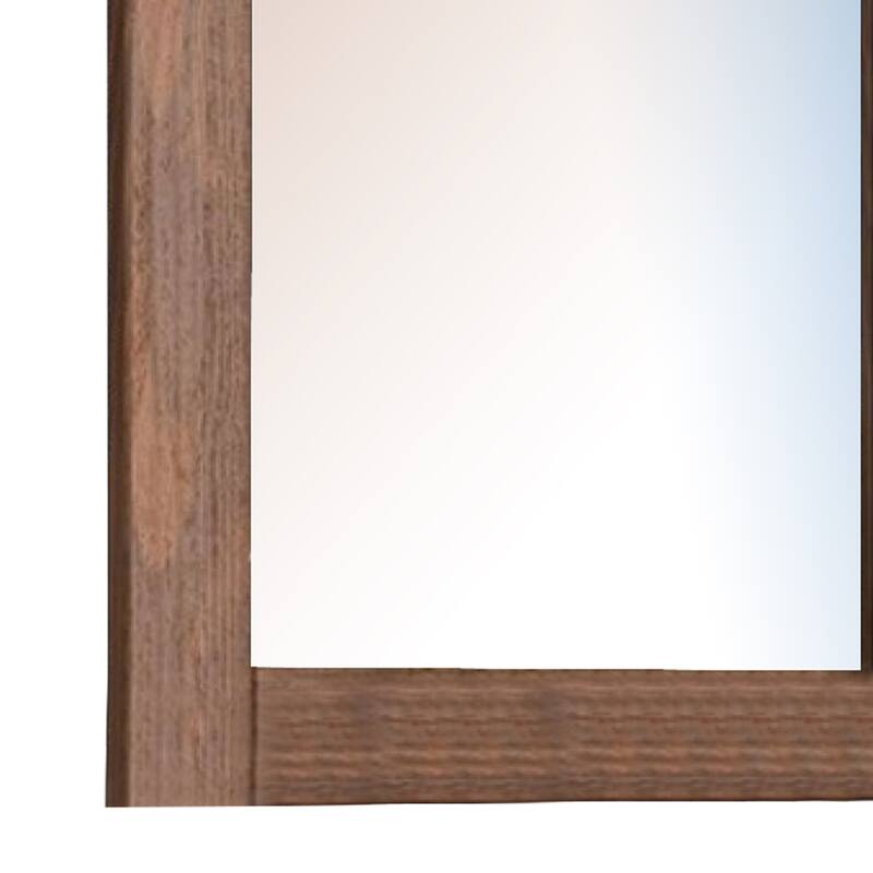 Stav Dresser Mirror, Rectangular Frame, Mahogany Brazilian Pine Wood - Mahogany Brown