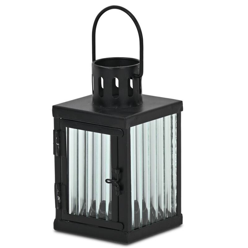 Marzanna 6.75" Fluted Glass & Metal Lantern - N/A