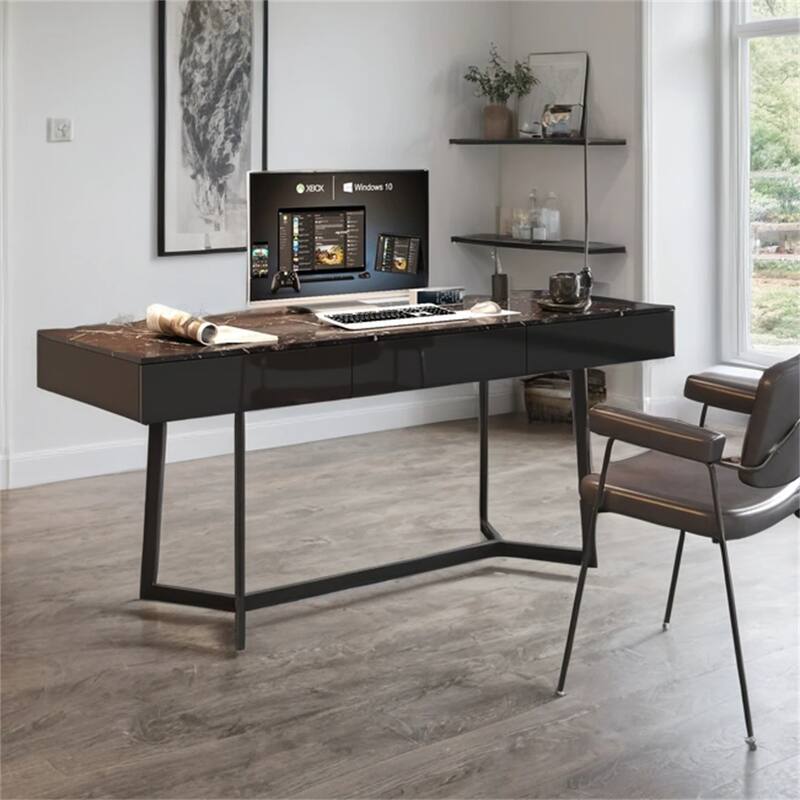 Modern Wood 70.87" Computer Desk with Y-Shaped Metal Legs