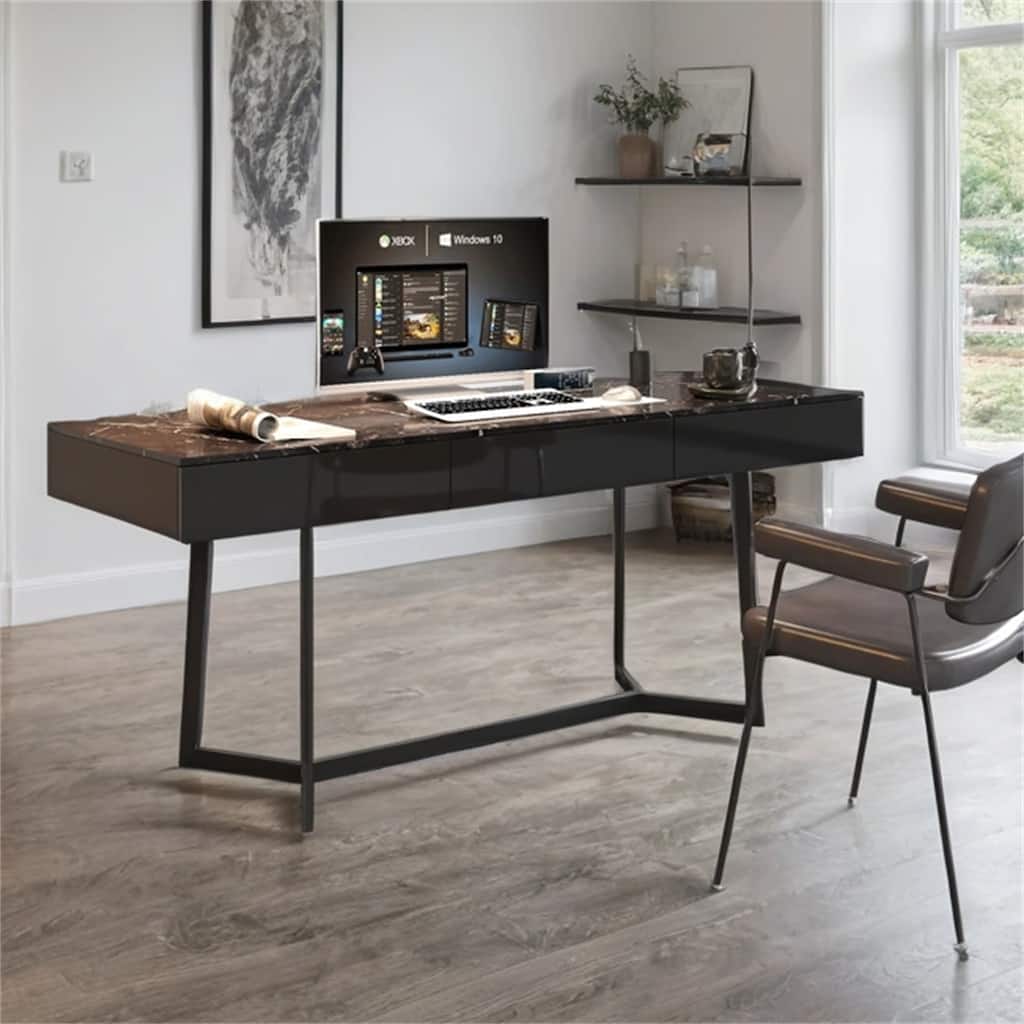 Modern Wood 70.87" Computer Desk with Y-Shaped Metal Legs