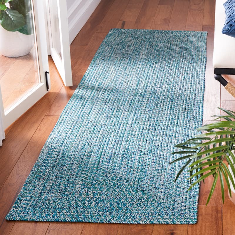 SAFAVIEH Handmade Braided Anthi Casual Rug - 2'3" x 16' Runner - Teal/Green