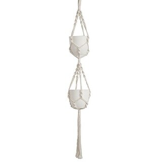 2-Tier Ivory Cotton Rope Macrame Plant Hangers - Bed Bath & Beyond ...