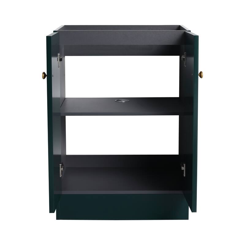 Modern 24 Inch Freestanding Bathroom Vanity Base without Sink, Storage Cabinet with Soft-Close Doors and Adjustable Shelves