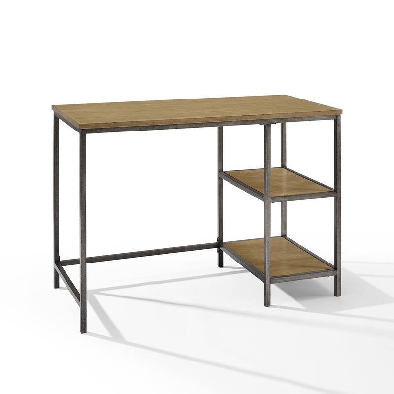 Industrial Desk with Shelves - Rustic Wood & Metal Desk for Home Office - 42" Wide Workstation