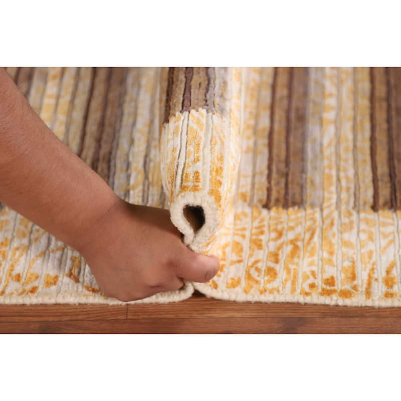 Striped / Abstract Oriental Accent Rug Handmade Wool Carpet - 2'9"x 4'9"