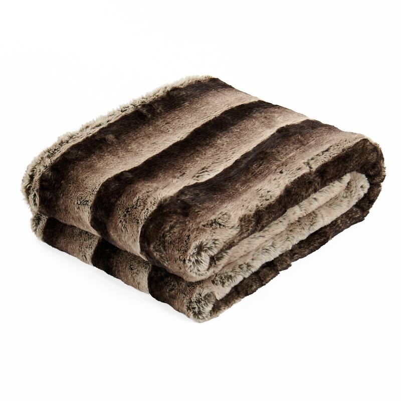 Tip Printing Light Fauxfur Throw