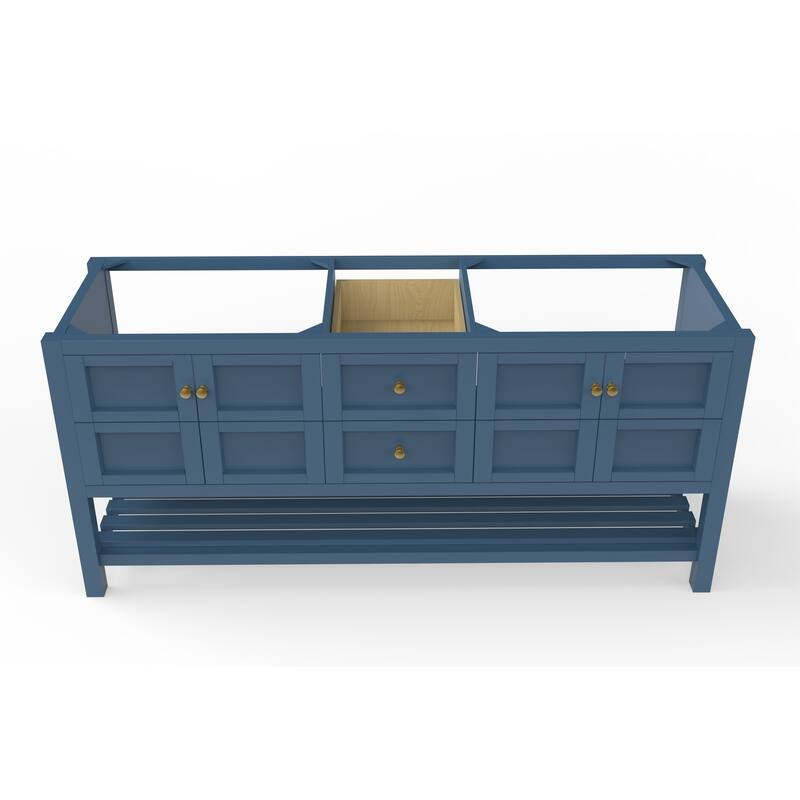 Alicia 72" Vanity (Base Only) - Blue - Gold Finish