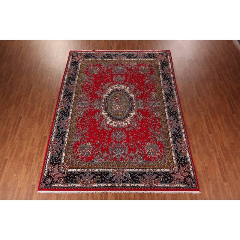 Victorian Style Red Kashan Turkish Area Rug Red Machine Made Carpet - 9'8" x 12'8"