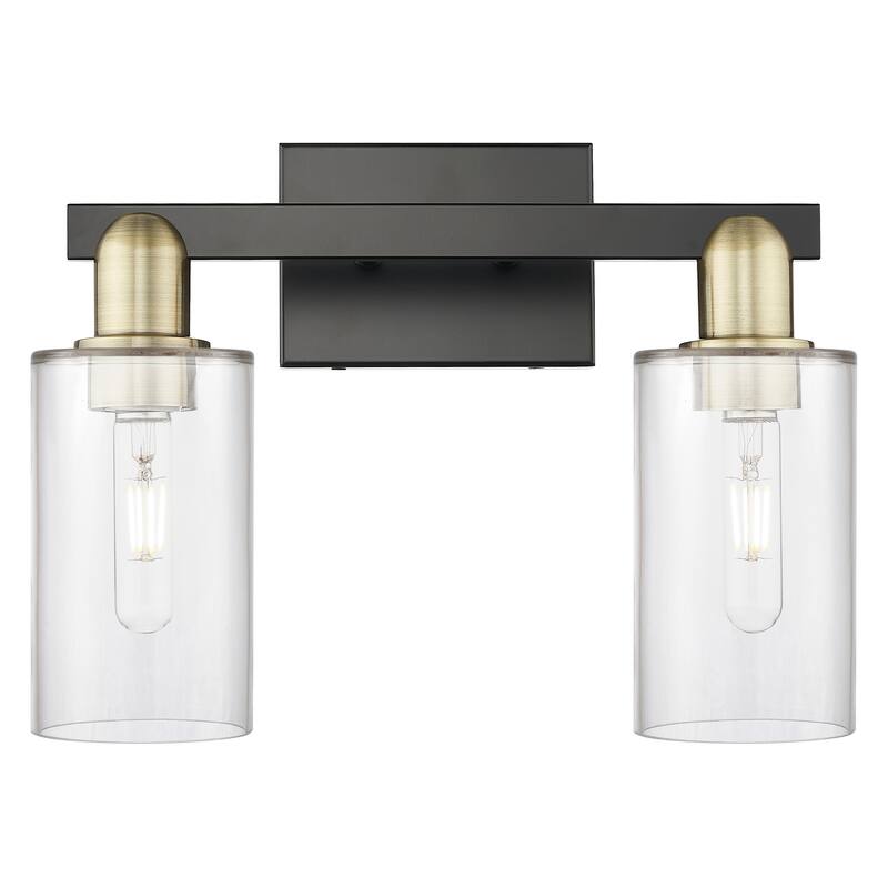 Innovations Lighting Endless Possibilities Arcadia - Clymer - 2 Light 15" Bath Vanity Light - Clear/Black Antique Brass