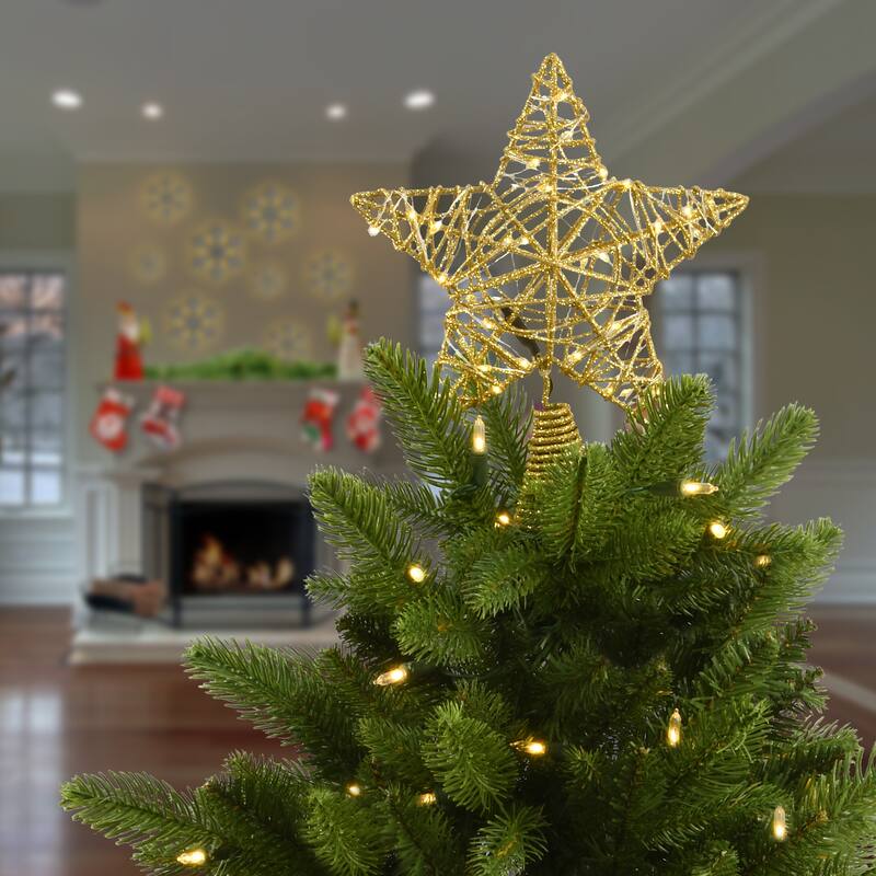 National Tree Company 9 in. Gold Star Tree Top for Artificial Trees with Dual Color Lights - 9 in