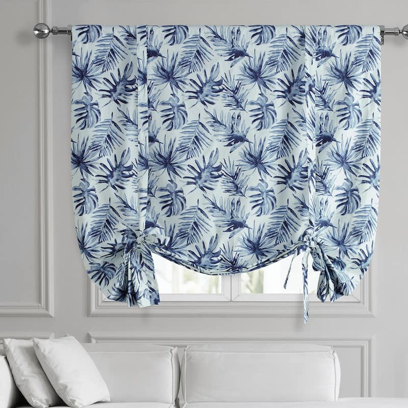 Exclusive Fabrics Artemis Printed Cotton Tie-Up Window Shade (1 Panel) - 46 X 63 - Artemis Blue