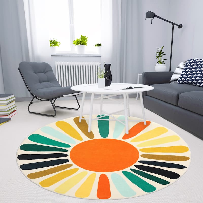 Garvee Rainbow Sol Kids Area Rug