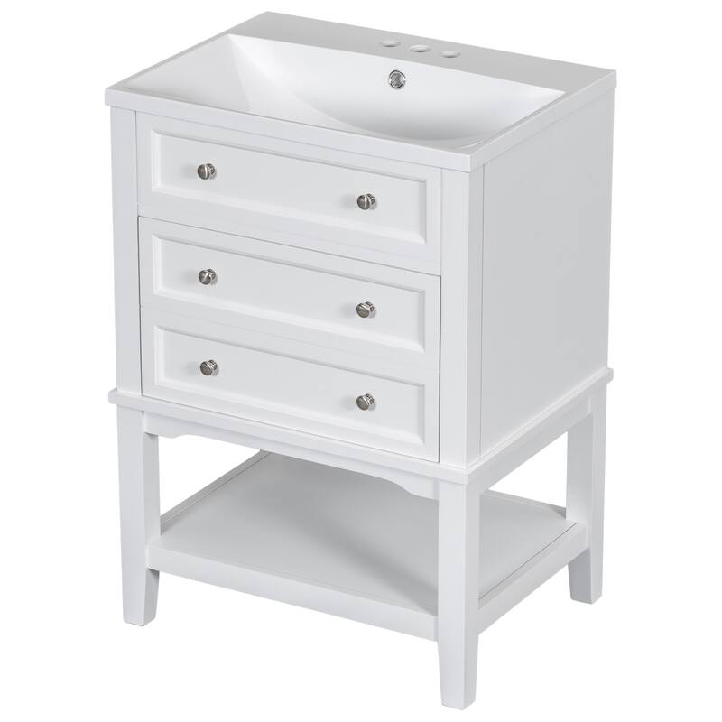 GDFStudio - Oliver Compact Solid-Frame Bathroom Vanity for Practical Everyday Storage - 24"
