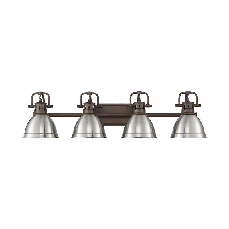 Yep by Golden Lighting Duncan 4-light Vanity in Rubbed Bronze and Pewter shade